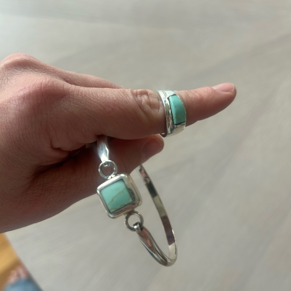 Silver and turquoise ring and bracelet set